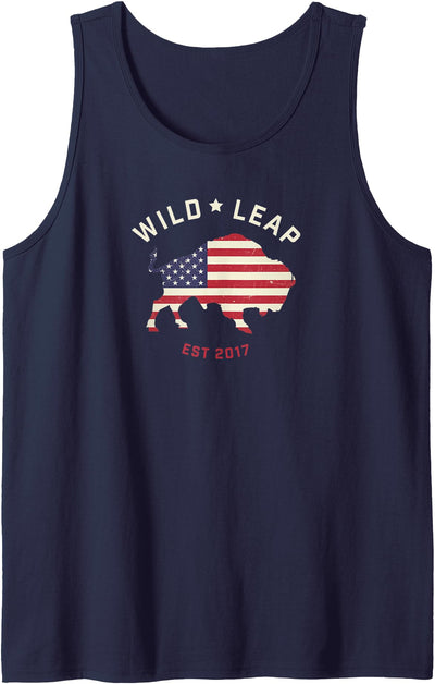 Cow Stars Stripes American Flag Wild Leap Buffalo Tank Top
