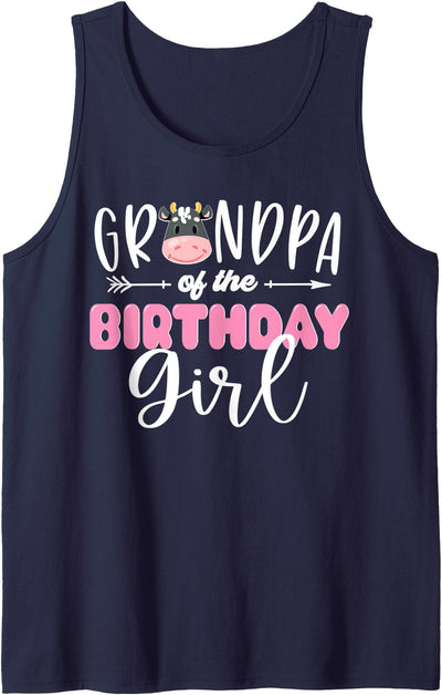 Cow Theme Birthday Girl Family Outfits Grandpa of the Cow Tank Top