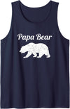 Funny Papa Bear Tee & Gifts For Father Mens Papa Bear Father's Day Gift Dad Distressed Graphic Print Tank Top - Navy Blue