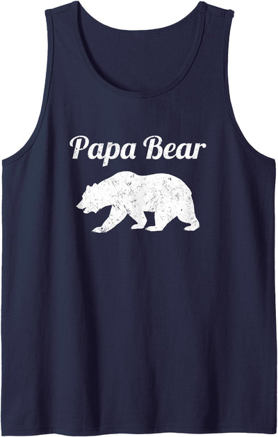 Mens Papa Bear Father's Day Gift Dad Distressed Graphic Print Tank Top