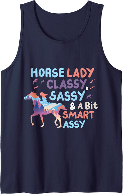 Equestrian Horse Dressage Horse Riding Jockey Horse Lady Classy Sassy And A Bit Smart Assy Tank Top