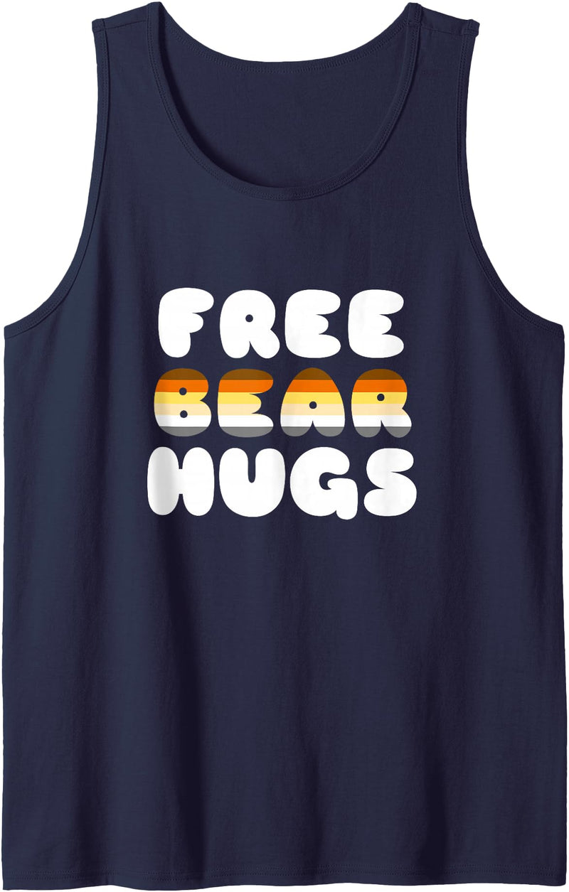 Gay Bear Pride Community Co. Mens Free Bear Hugs Gay Bear Tank Top - Navy Blue