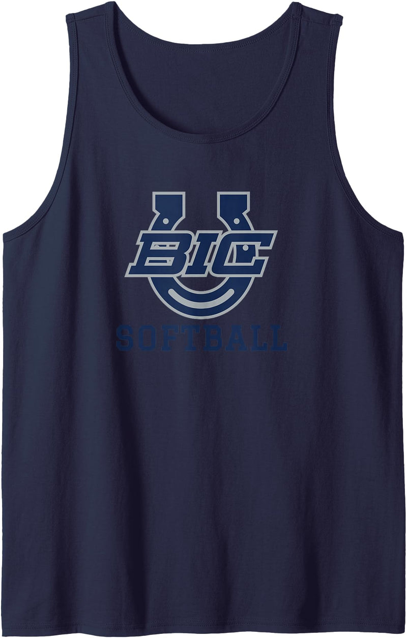 Buffalo Island, Monette, AR 72447 Buffalo Island Central High School Mustangs Softball Tank Top - Navy Blue