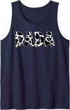 Funny Western Cow Dad Dada Cow Fathers Day Shirts Dada Cow Print Cow Pattern Cow Dad Father's Day Daddy Cow Tank Top - Navy