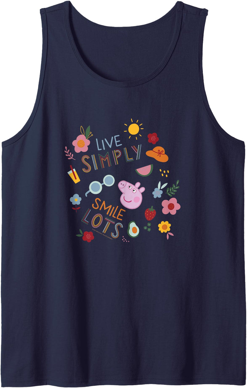 Peppa Pig Live Simply Smile Lots Beautiful Colorful Collage Tank Top - Navy Blue