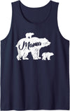 Matching Family Mama Bear Gifts Mama Bear with two Kids - Family Bear Baby Newborn Mamabear Tank Top - Navy Blue