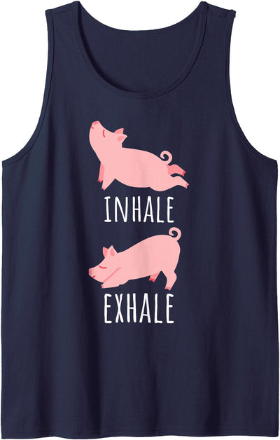 Inhale Exhale Pig Yoga Meditation Workout Exercise Mom Gift Tank Top
