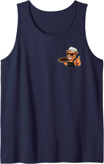 Vintage Funny Cool Pig Chef BBQ Season Men Dad Smokin' Meats and Clapping Cheeks BBQ Funny Pig Chef 2 Sided Tank Top