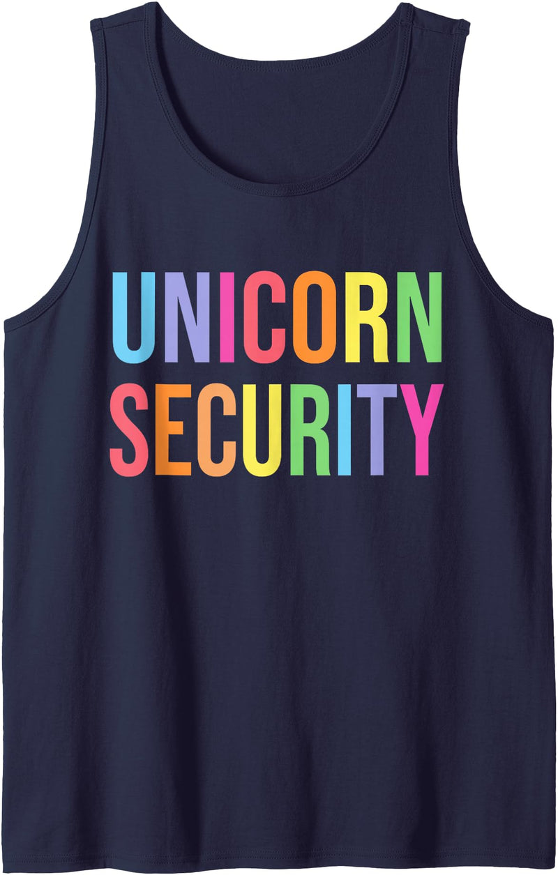 Funny Halloween TShirts Halloween Dad Mom Daughter Adult Costume, Unicorn Security Tank Top - Navy Blue