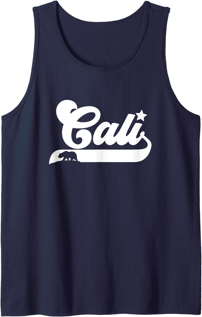 Cali Bear Retro Los Angeles Vibe Cali Vintage California Bear USA State Beauty Design Idea Tank Top - Navy Blue