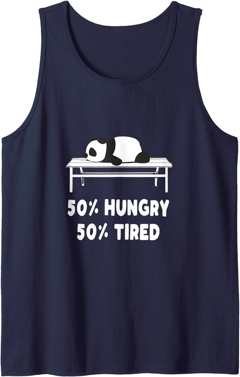 Shitrs & Gifts 50% hungry 50% tired - Cute Panda Bear Animal Tank Top - Navy Blue
