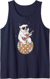 DiscoballAxis1 Funny Polar Bear Disco Dancing Ball Groovy Retro 80s Costume Tank Top - Navy Blue