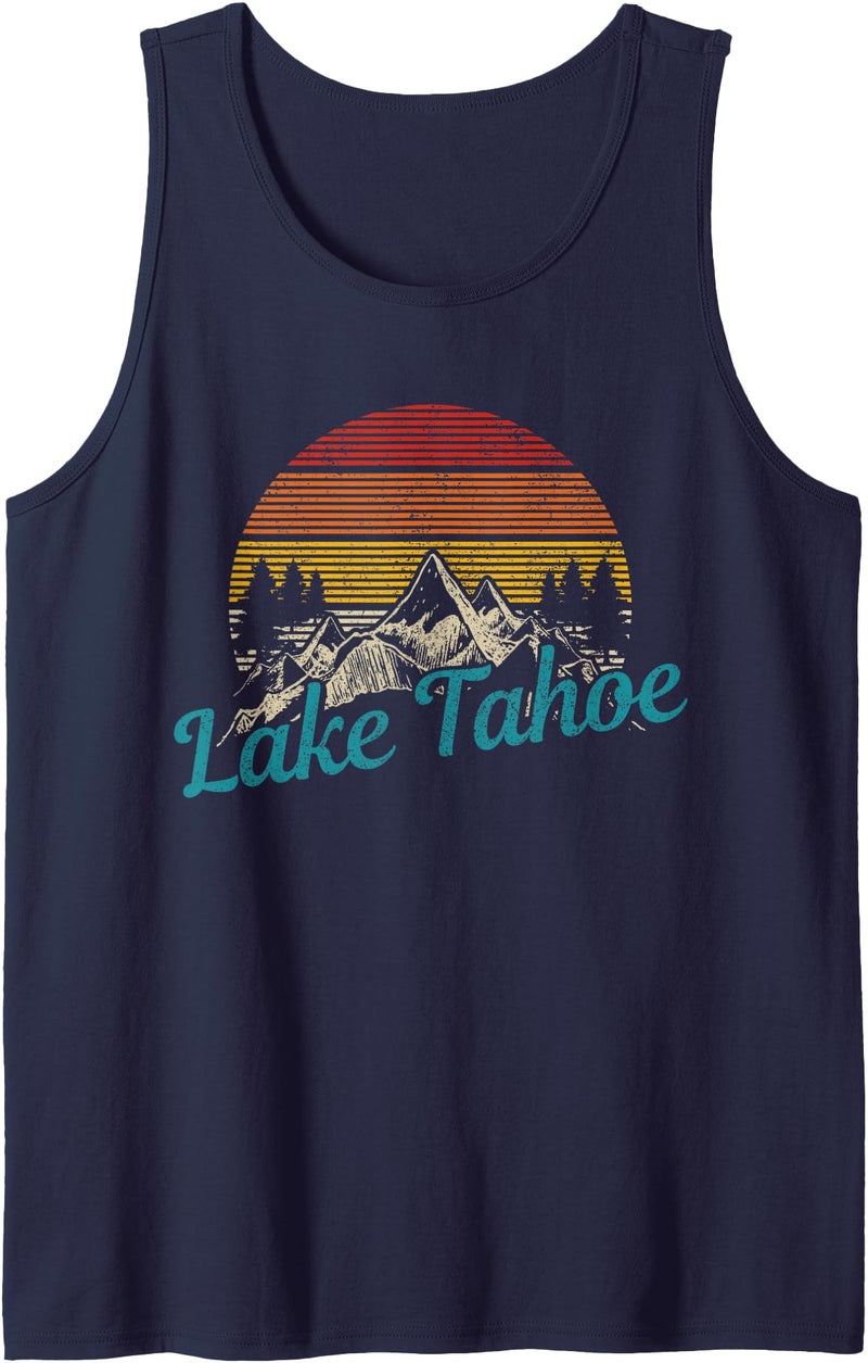 Lake Tahoe California Souvenirs Lake Tahoe California USA Vintage Souvenir Tank Top - Navy Blue