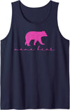 Mama Bear Shirt Cute Mothers Day Gift Pink Tank Top - Navy Blue