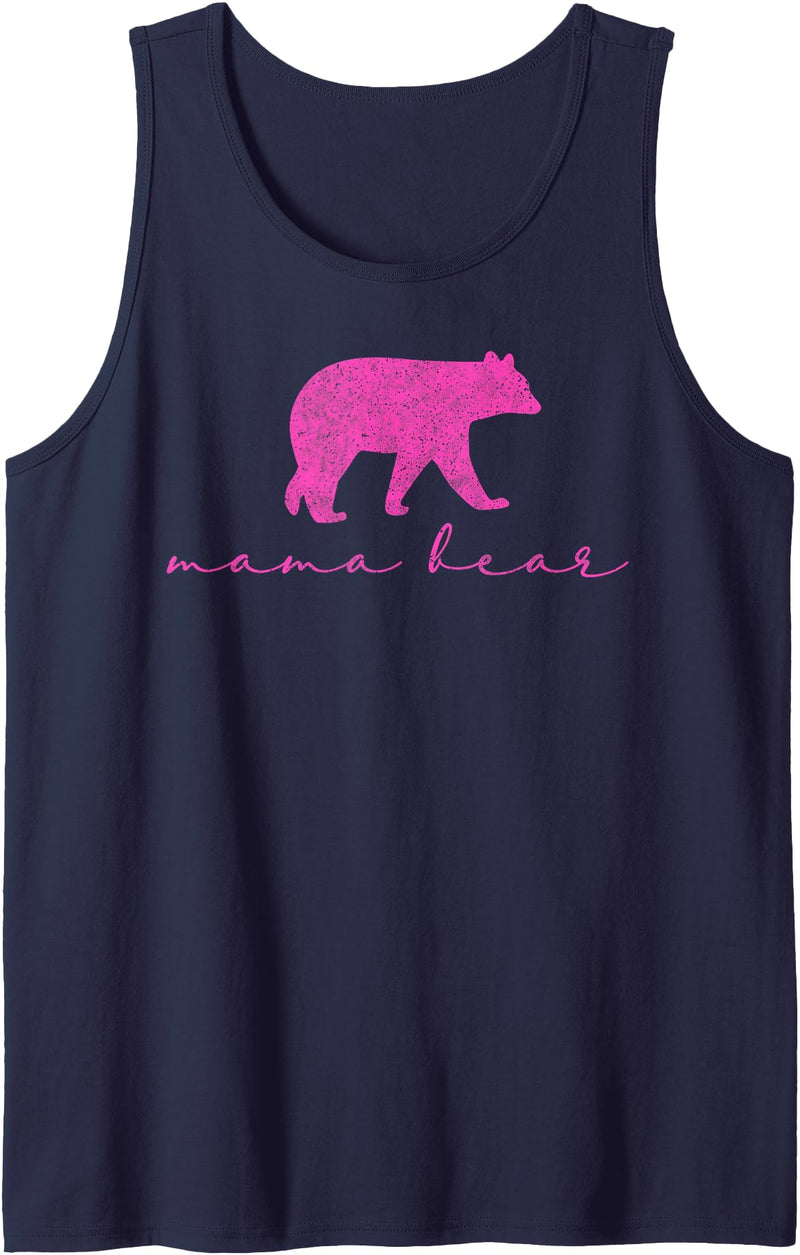 Mama Bear Shirt Cute Mothers Day Gift Pink Tank Top - Navy Blue