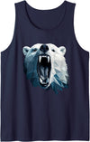 Crowed polar bear Apparel Geometric Style Polar Bear Tank Top - Navy Blue