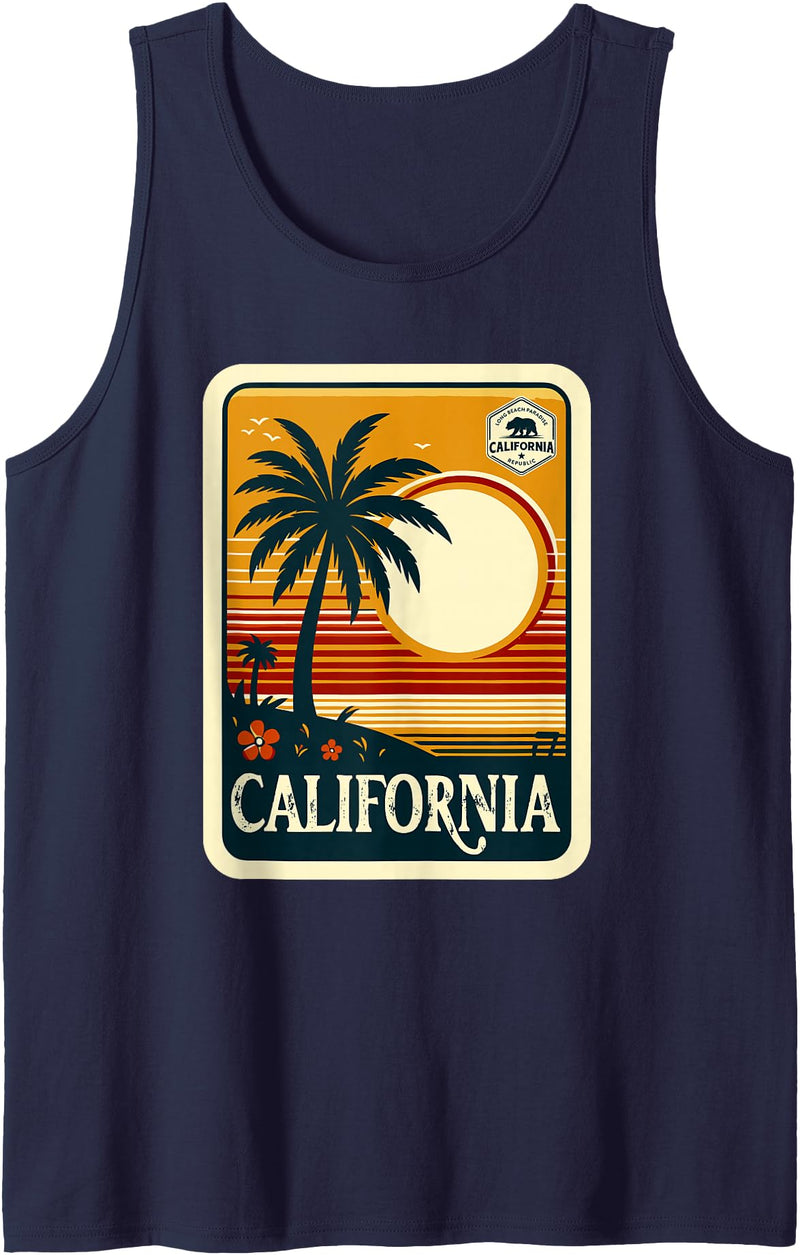 California Republic Men Women Kids Boys Girls California Golden State Retro California Republic Tank Top - Navy Blue