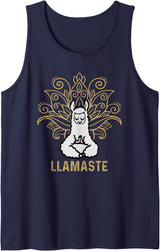 Lama Llamaste Family Summer Sport Yoga Gift Tees Llamaste Yoga Gift For Men Women Kids Lover Llama Yoga Tank Top - Navy Blue