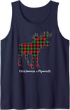 MN Christmas Lumberjack Plaid Love Minnesota Home Christmoose in Plymouth Moose Buffalo Red & Green Plaid Tank Top - Navy
