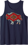 Country Girl Big Ray Designs Arizona Buffalo Aztec Indian Southwestern Pattern Vintage Tank Top - Navy Blue