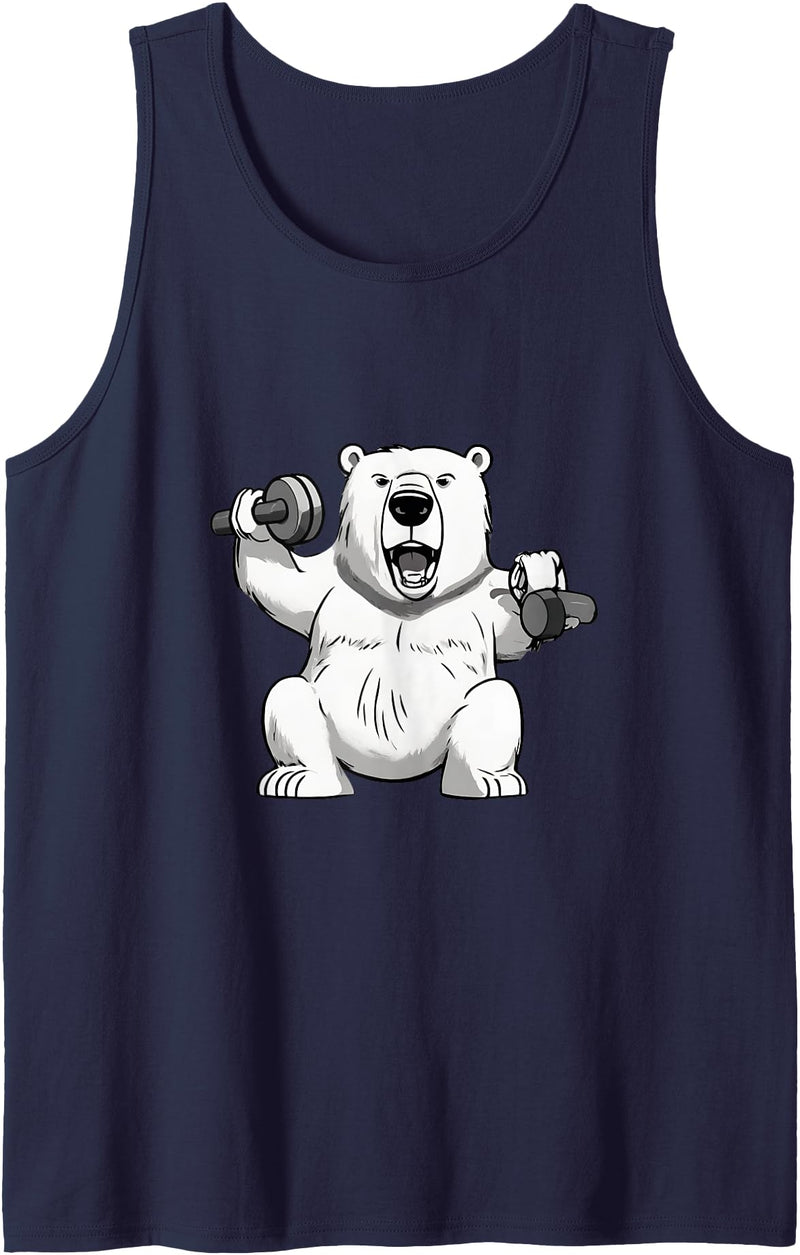 International Polar Bear Day Polar Bear Polar Bear dumbbell weightlifting Gym And Polar Bear Lovers Tank Top - Navy Blue
