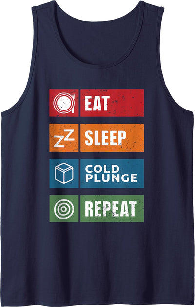 Polar Bear Plunge Cold Plunge Tub Accessories Eat Sleep Cold Plunge Repeat Funny Ice Bath Enthusiast Men Tank Top