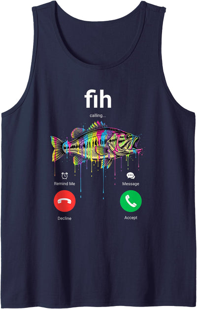 Fih Calling Decline Accept Funny Phone Call Misspelled Fish Tank Top