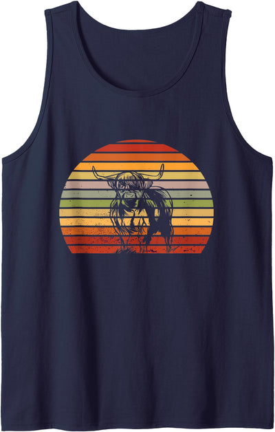 Highland Cows Hairy Coos Scottish Highland Cow Retro Tank Top