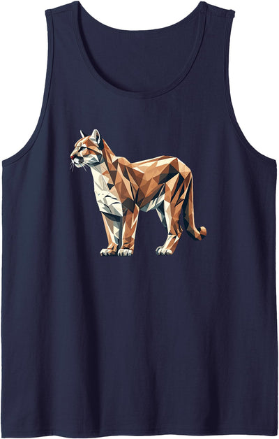 Geometric Art Cougar Cougars Mountain Lion Puma Tank Top