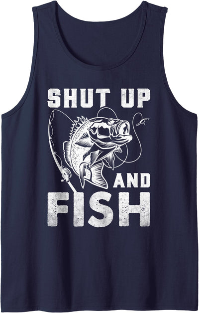 Shut Up And Fish Funny Bass Fishing Fisherman Tank Top