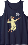Volleyball Men Women Kids Gift Llama Volleyball Alpaca Spike Serve Player Spiker Women Men Tank Top - Navy Blue