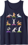 Bunny Yoga Funny Rabbits in Yoga Poses on Meditation Mats Tank Top in Navy Blue