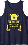 Funny Sayings Cute Hungry Bear Memes Cute Hungry Bear Feed Me Tell Me I’m Pretty Tank Top - Navy Blue
