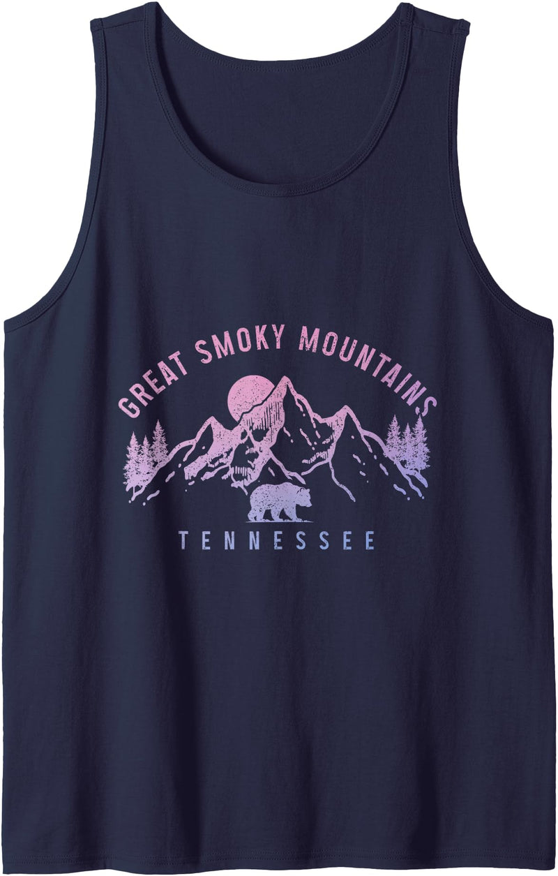 We Love Tennessee - Great Smoky Mountains Great Smoky Mountains Tennessee Mountains Bear Vintage Tank Top - Navy Blue