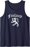 Threadrock Finland Lion Symbol Finnish Pride Tank Top - Navy Blue