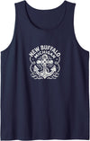 CoastlineCotton - New Buffalo Michigan New Buffalo Michigan Cute Anchor Nautical Boating Tank Top - Navy Blue