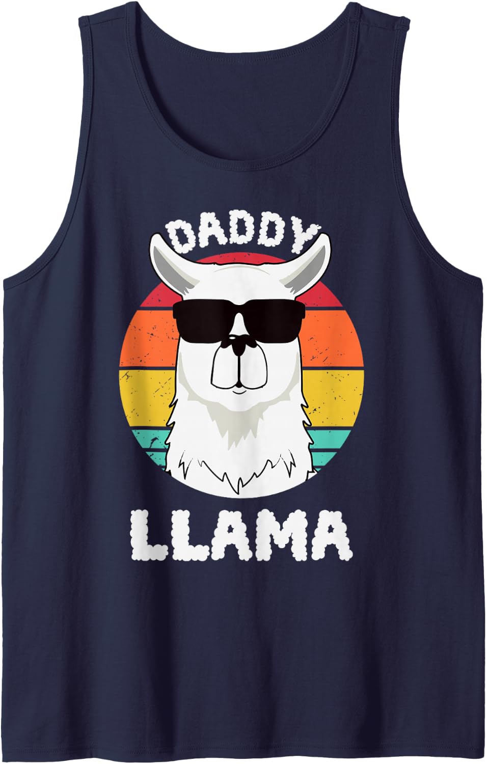 Daddy Llama Funny Father's Day Shirt Men, Papa, Dad Birthday Sleeveless Tank Top - Navy Blue