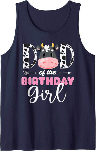 Cow Theme Birthday Girl Family Outfits Dad of the Cow Tank Top