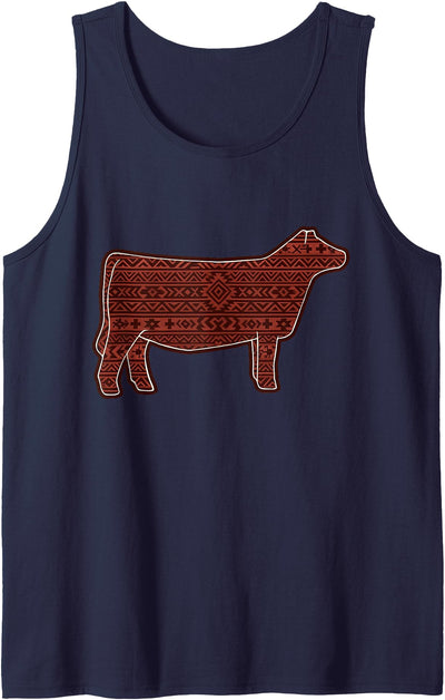 Heifer Cow Animal Stock Show Livestock Breeder Cute Aztec Tank Top