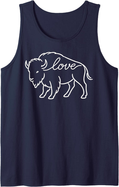Cow Elegant Line Art Bison Lovers Buffalo Love Minimalist Tank Top