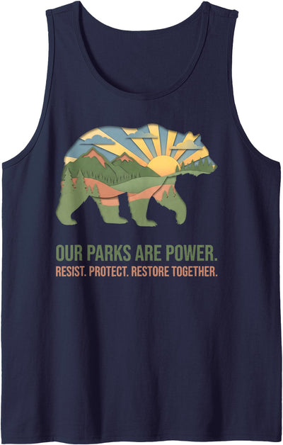 Resist Save Our Parks National Park Bear Nature Protection Tank Top