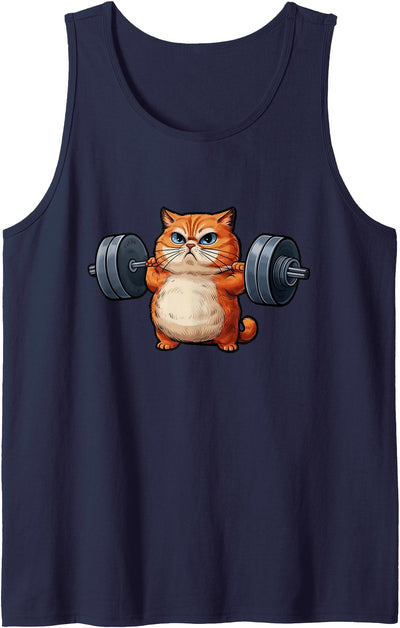 CatFlex Shirt Cat Weightlifting T-Shirt- Funny Cat Workout and Fitness Tee Tank Top