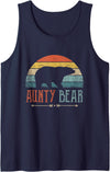 Cute Bear Family Matching Shirts & Gifts Aunty Bear Vintage Retro Aunt Present Auntie Tank Top - Navy Blue