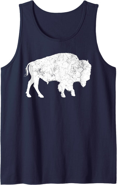 Cow Distressed Buffalo Retro Bison Animal Lover Dad Tank Top
