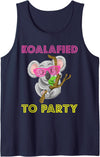 Koala Puns Apparel Koalafied to Party Tee Koala Bear Funny Cute Animal Pun Tank Top - Navy Blue