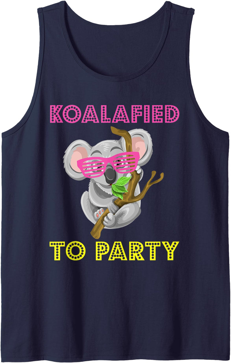 Koala Puns Apparel Koalafied to Party Tee Koala Bear Funny Cute Animal Pun Tank Top - Navy Blue