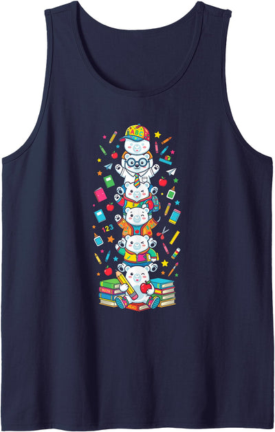 Polar Bear Back to School Teacher Student Women Men Kid Tank Top