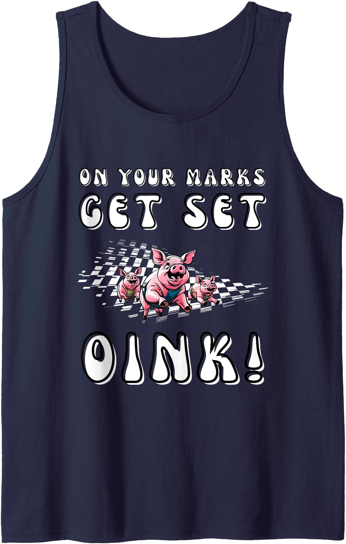 For Pig Racer and Pig Race Lover PIG Race Team Pig Running Team funny Pic Racing Tank Top - Navy Blue