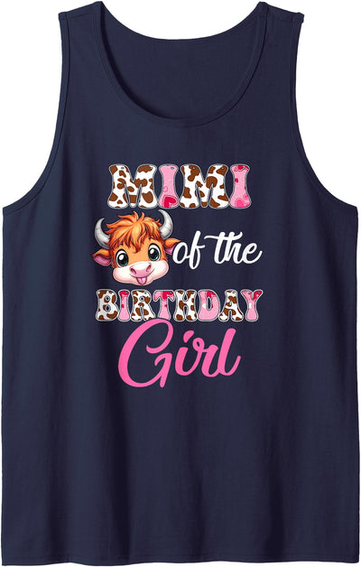 Highland Cow First Birthday Girl Family Mimi of the Farm Tank Top
