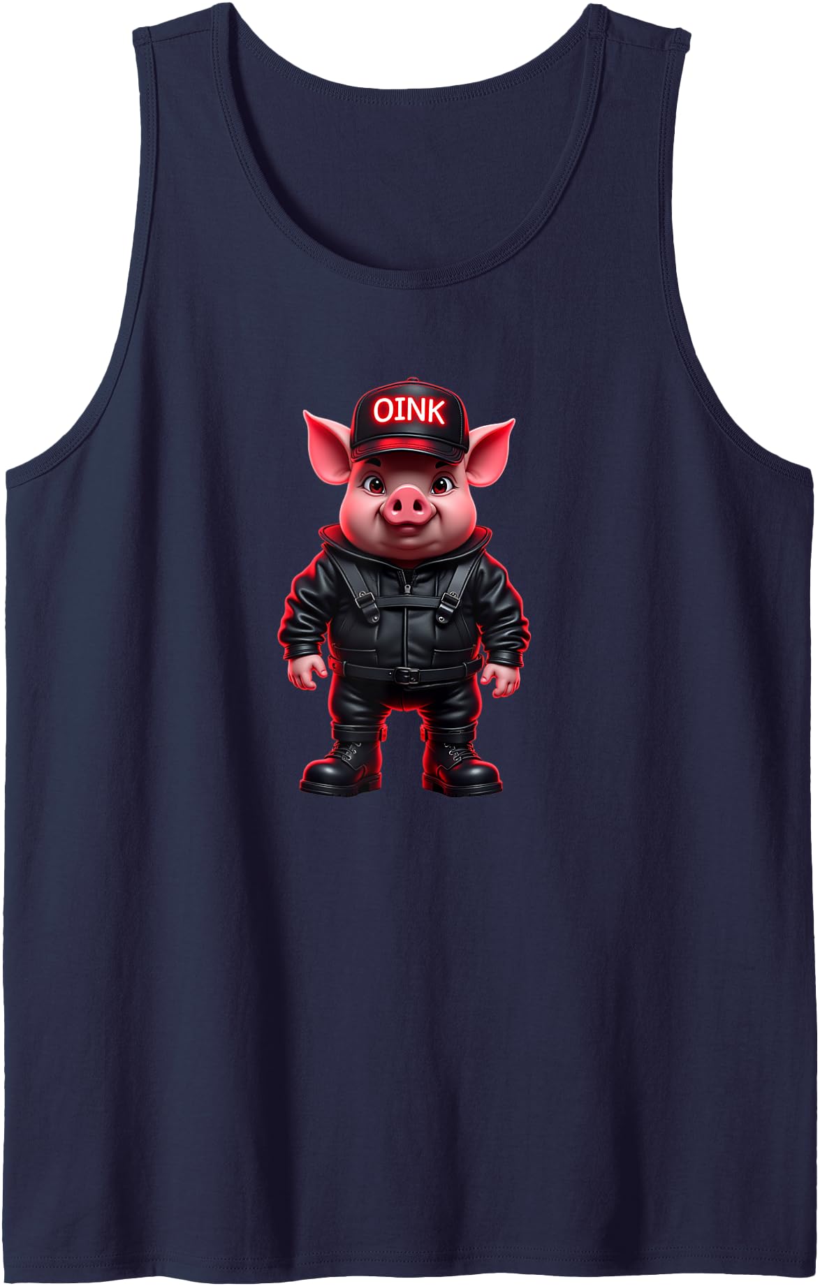 Jay Moe Design I Love Pigs! Fun, Funny, Bold, OINK, Sexy, Gay, Daddy Tank Top - Navy Blue